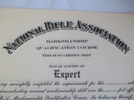 NRA NOS Shooting Certificates