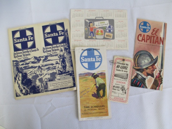 Lot of 5- 1940's-1960's Santa Fe Railroad Advertising