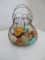 Egg Basket with Marble & Wooden Eggs
