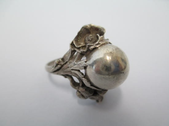 Antique Sterling Silver Floral Ring