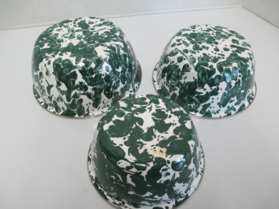 3-Piece Green/White Granite Set of Nesting Bowls