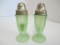 Frosted Green Glass Salt & Pepper Shakers