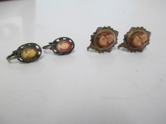 Antique Cameo Earrings- 2 pairs