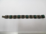 Antique Wrapped Green Turquoise Sterling Silver Bracelet