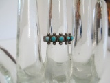 Native American Sterling Silver & 5 Turquoise Stone Ring