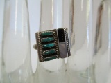 Charlene Zunie Zuni Sterling Silver & Turquoise Ring