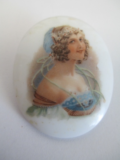 Handpainted Maiden's Portrait Pin