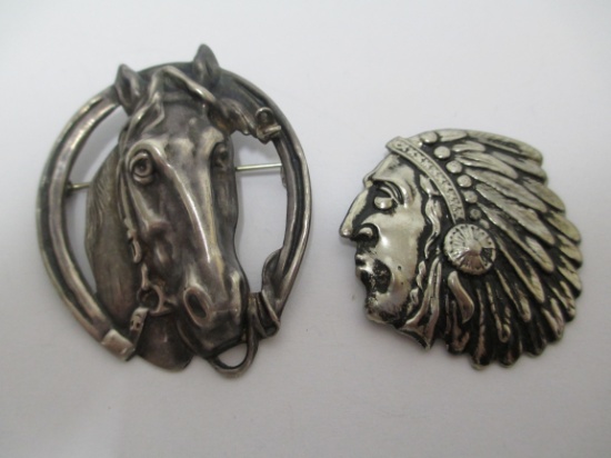 Indian Chief & Lucky Horse Pins