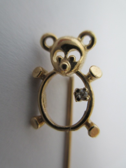 14K Gold Hat Pin- Teddy Bear