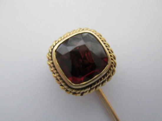 14K Gold Hat Pin- Faceted Ruby Stone