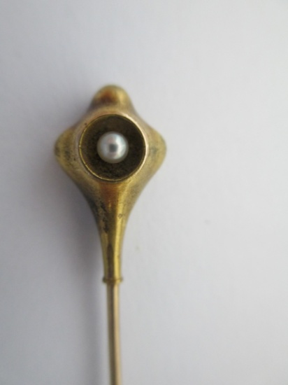 14K Gold Hat Pin- Pearl Accent