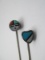 Pair of Southwestern Inlay Hat Pins