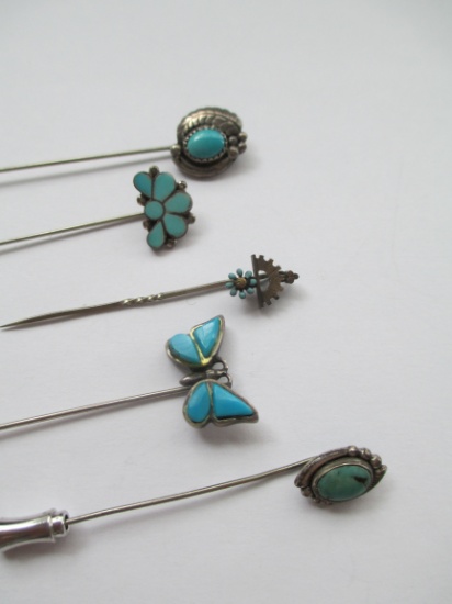 Turquoise Hat Pins- Lot of 5 (B)