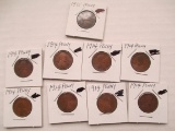 1914 & 1915 Pennies- Lot of 9
