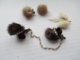 Real Fur Accessories- Sweater Clip, Pin and Earrings