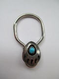 Native American Bear Paw Keyring with Turquoise Stone