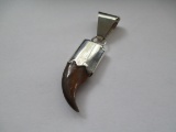 Signed J Sterling Silver Claw Pendant