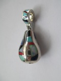 Sterling Silver Pendant with Inlay Teardrop
