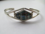 Sterling Silver Native American Cuff Bracelet with Multi Stone Inlay