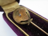 Victorian Hat Pin in Velvet Jewelers Box