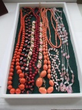 Pink, Coral & Orange Beaded Necklaces