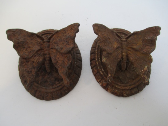 Pair of 1920's Cast Butterfly Architectural Hardware