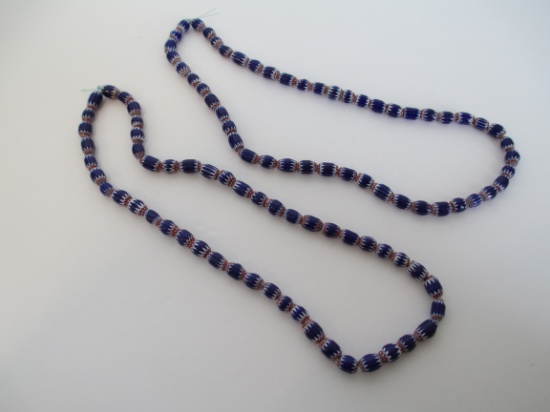 Cobalt 6-Layer Flat End Oval Beads