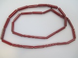 Chevron Red & White Beaded Necklace