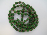 Oval Green 6 Layer Chevron Beads