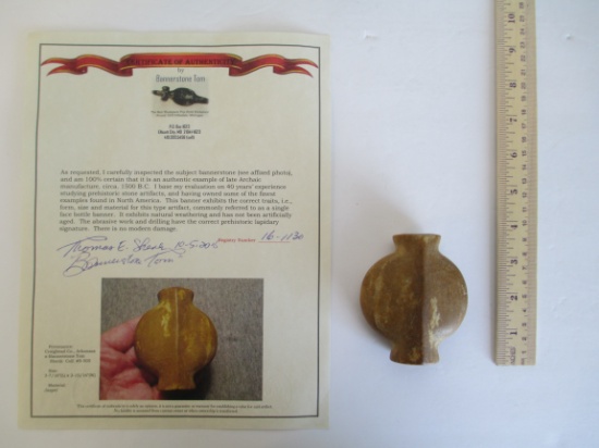 Late Archaic Single Face Bottle Bannerstone