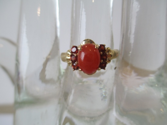 14K Gold Ruby & Fire Opal Ring