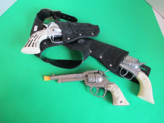 Lot of 3- Pony Boy Cap Guns with Two Holsters