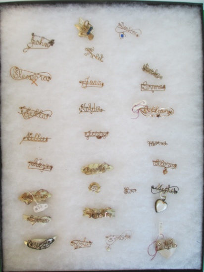 Pre 1920's Wire Name Pins-Lot of 27