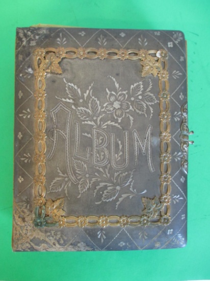 Etched Metal Victorian Photo Album with 18 Photos