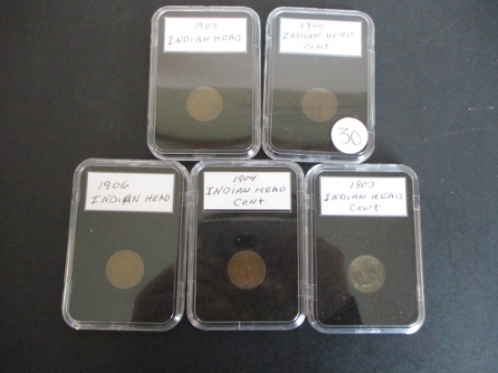 Indian Head Penny Lot of 5