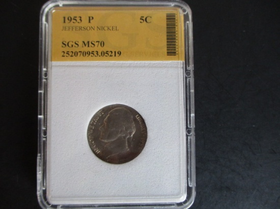 1953-P SGS MS70 Jefferson Nickel