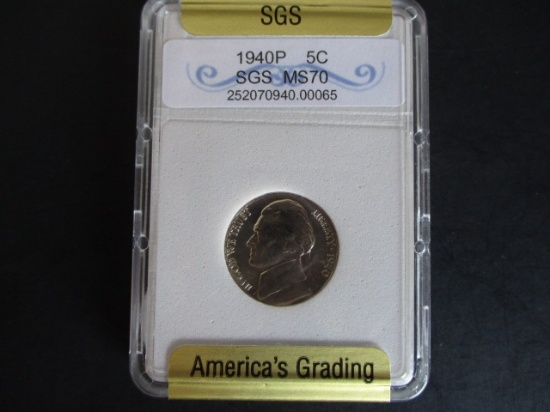 1940-P SGS MS70 Jefferson Nickel