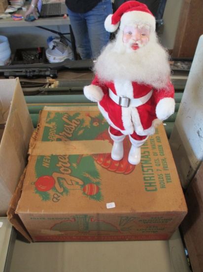 Vintage Christmas Tree Stand and Santa