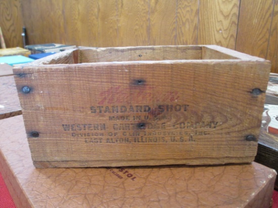 Western Lead Air Rifle Shot 2-2 3/4 Ounce Tubes Wooden Adv. Crate