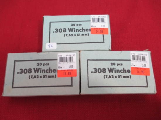 Winchester .308 (7.62x51mm) Cartridges-Lot of 60-A