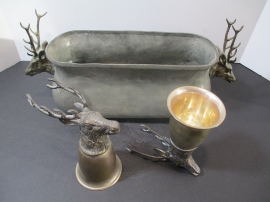 VCM Hand Made 3 Piece Pewter Stag Set