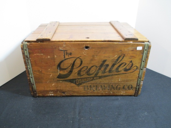 Peoples Brewing Co. Advertising Crate with Hinged Lid