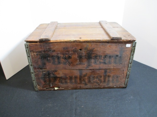 Fox Head Brewing Co. Advertising Crate with Hinged Lid