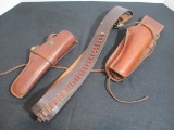Leather Holster and Ammo Belt Mixed Lot