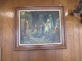 Red Coats by The Fireplace Oil on Canvas by A. Calvin