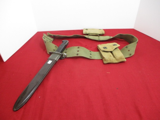 U.S. UFH Bayonet with Sheath on Military Belt with Clip