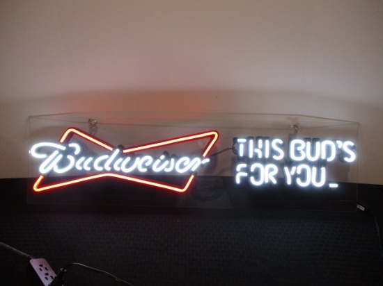 NIB "Budweiser-This Bud's For You" LED Advertising Light