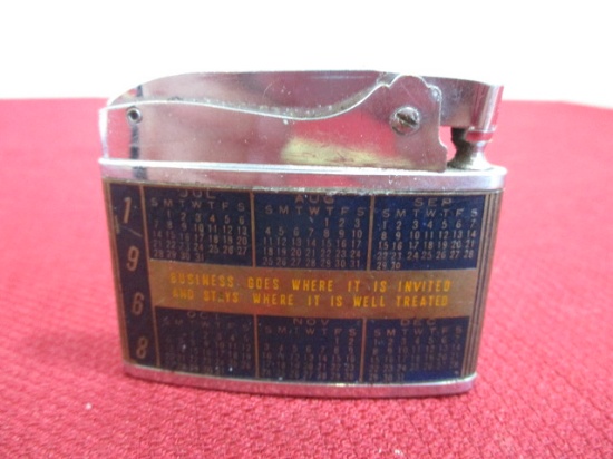 Vintage "Brother-Lite" Automatic High Quality Pocket Lighter with 1968 Calendar  Design