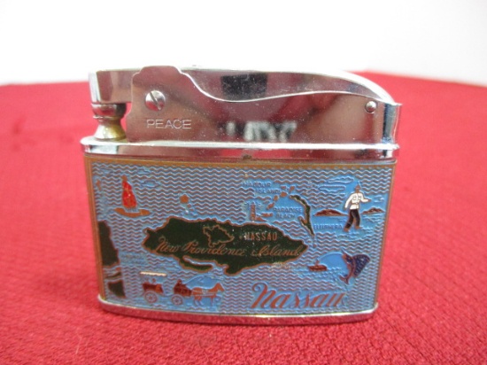 Vintage "Peace" Automatic High Quality Pocket Lighter with Nassau Design