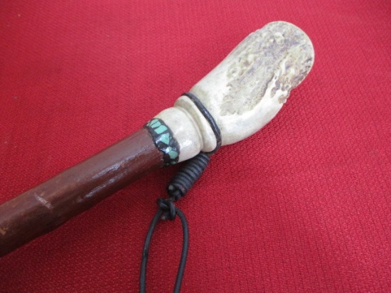 Cane with Carved Antler Handle